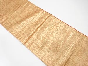 アンティーク　切りばめ風　更紗模様織り出し袋帯（着用可）